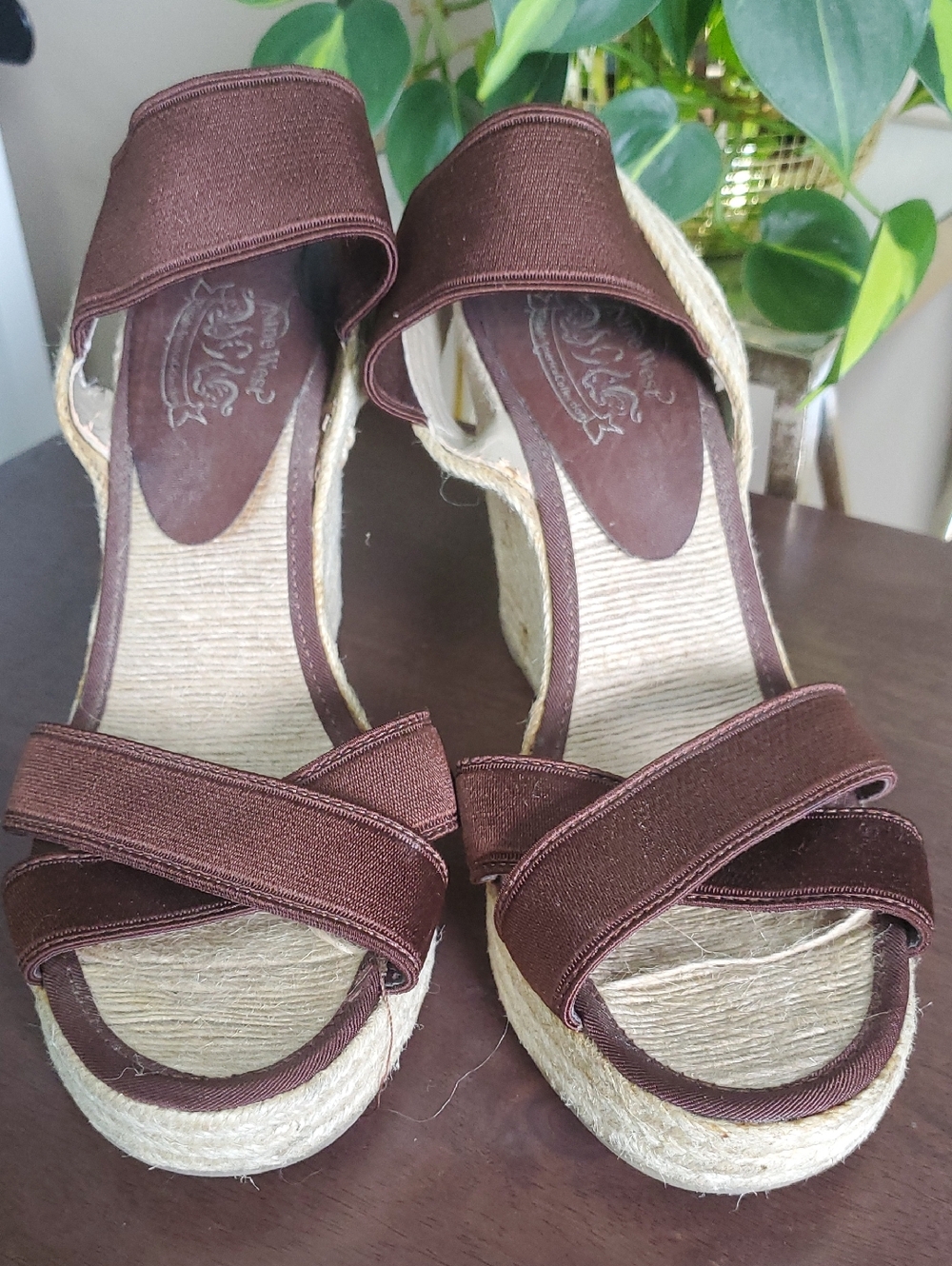 Nine West Brown Espadrille Wedge Sandals